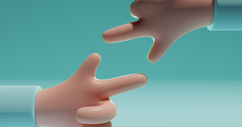 Snap finger pose with blue background